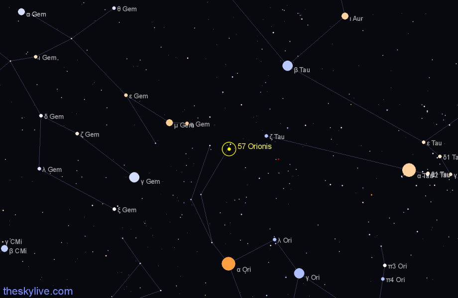 Finder chart 57 Orionis star