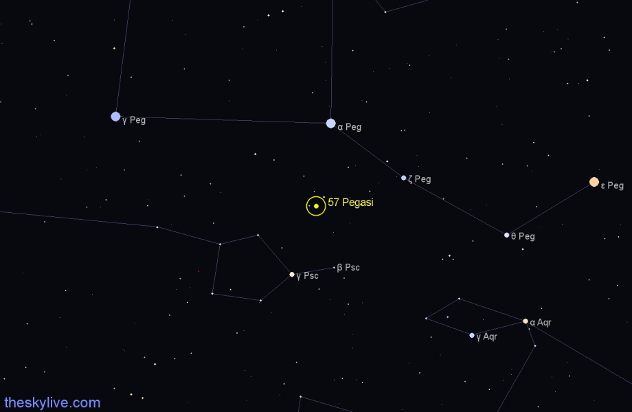 Finder chart 57 Pegasi star