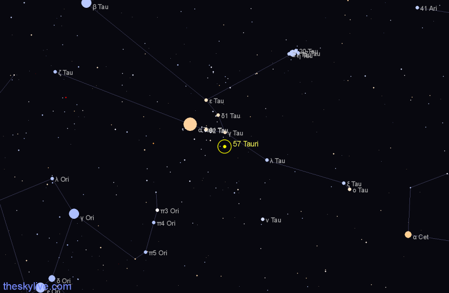 Finder chart 57 Tauri star