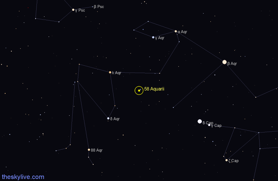 Finder chart 58 Aquarii star