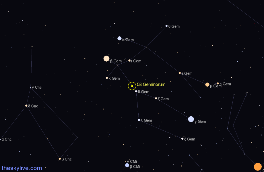 Finder chart 58 Geminorum star