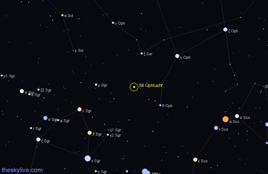 Finder chart 58 Ophiuchi star