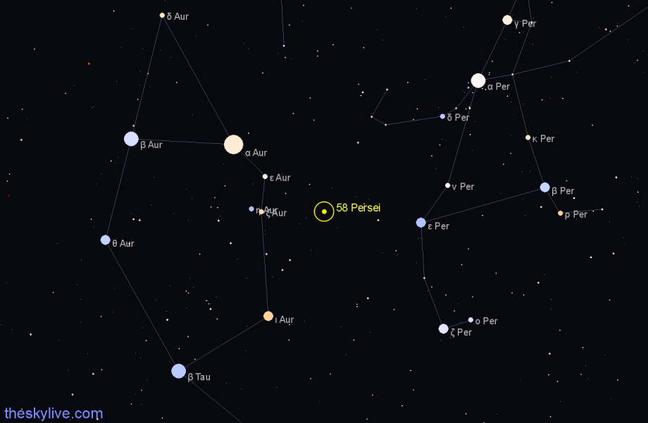 Finder chart 58 Persei star