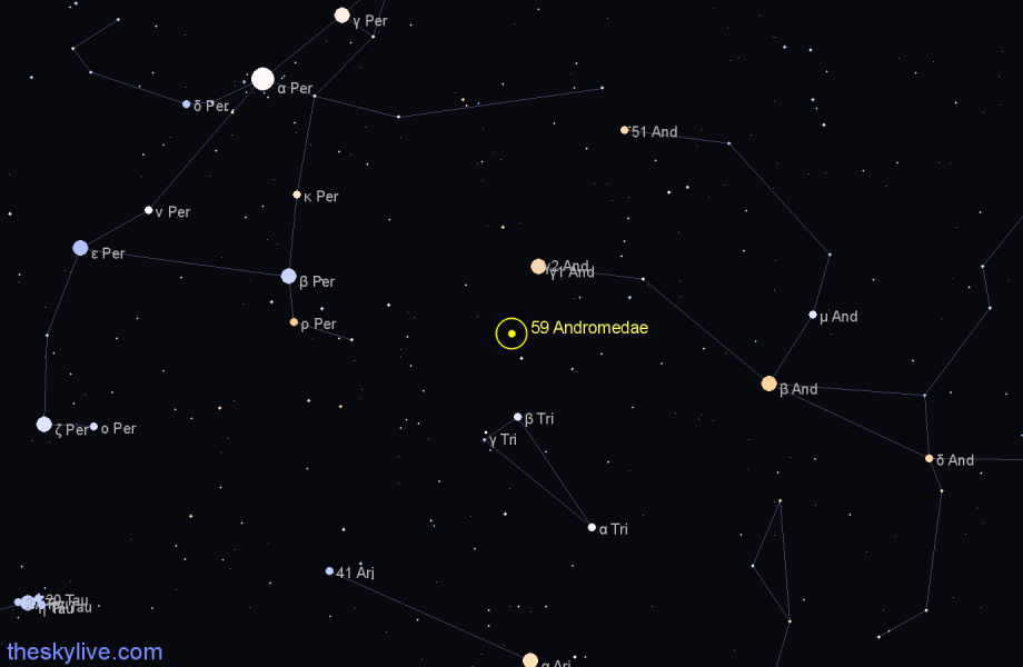 Finder chart 59 Andromedae star