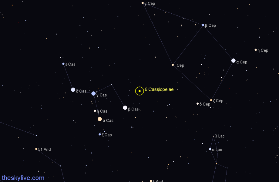 Finder chart 6 Cassiopeiae star