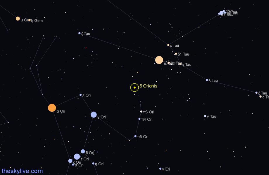 Finder chart 6 Orionis star