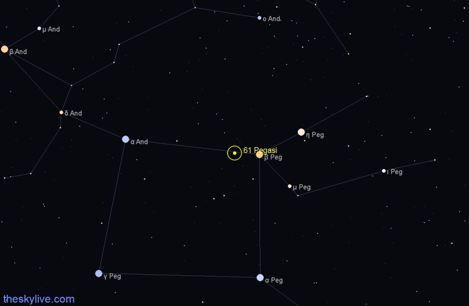 Finder chart 61 Pegasi star