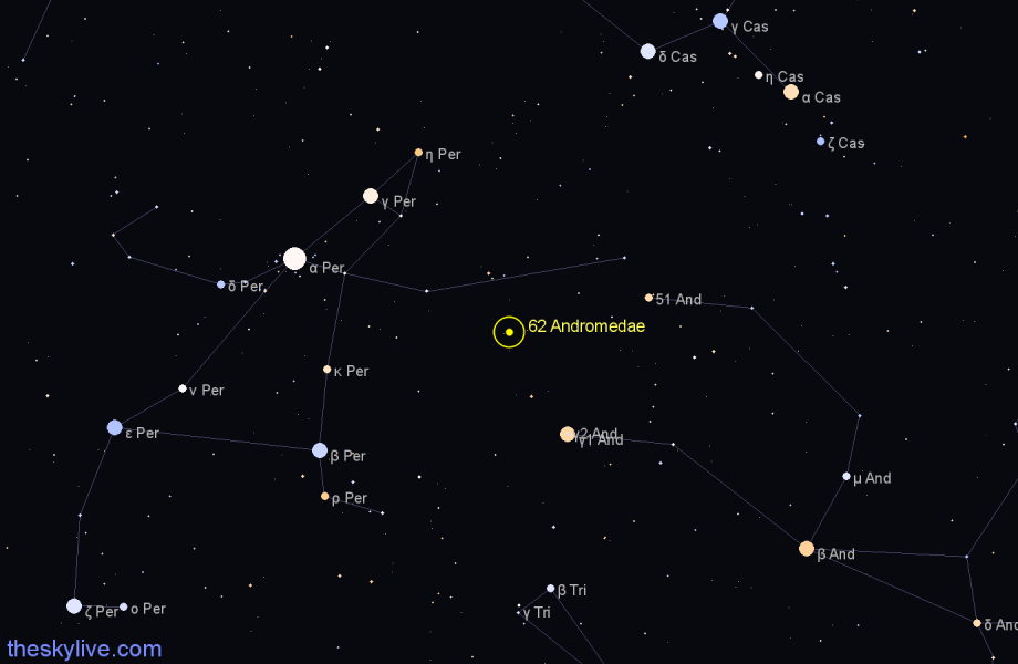 Finder chart 62 Andromedae star