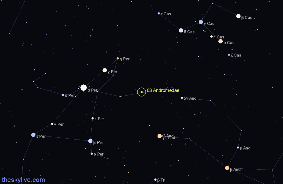 Finder chart 63 Andromedae star