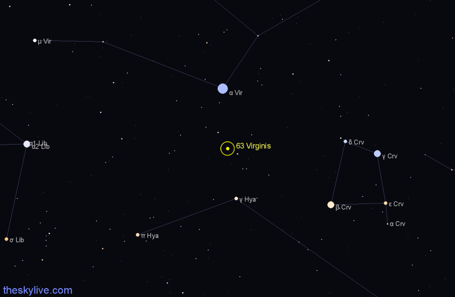 Finder chart 63 Virginis star