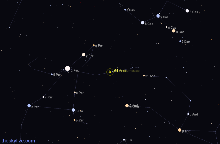 Finder chart 64 Andromedae star