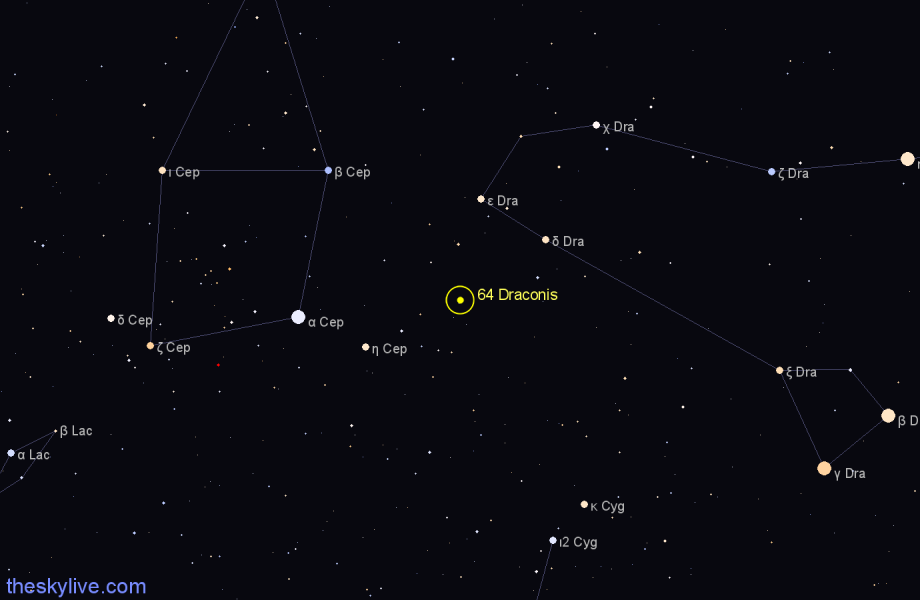 Finder chart 64 Draconis star