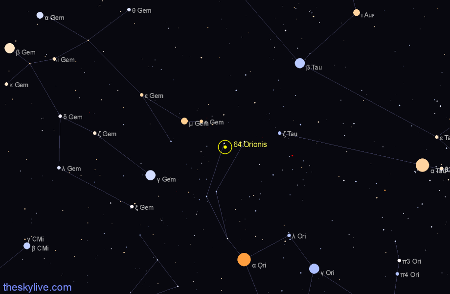 Finder chart 64 Orionis star