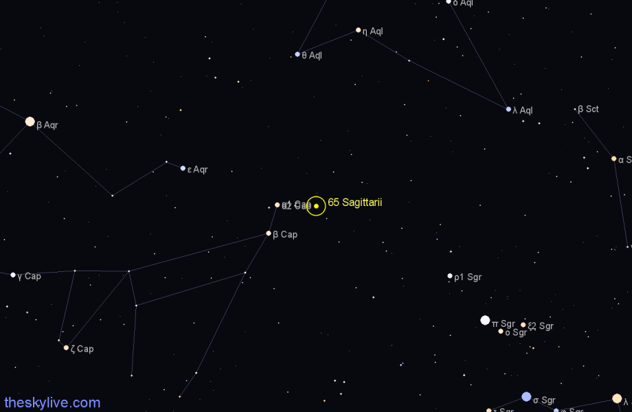 Finder chart 65 Sagittarii star