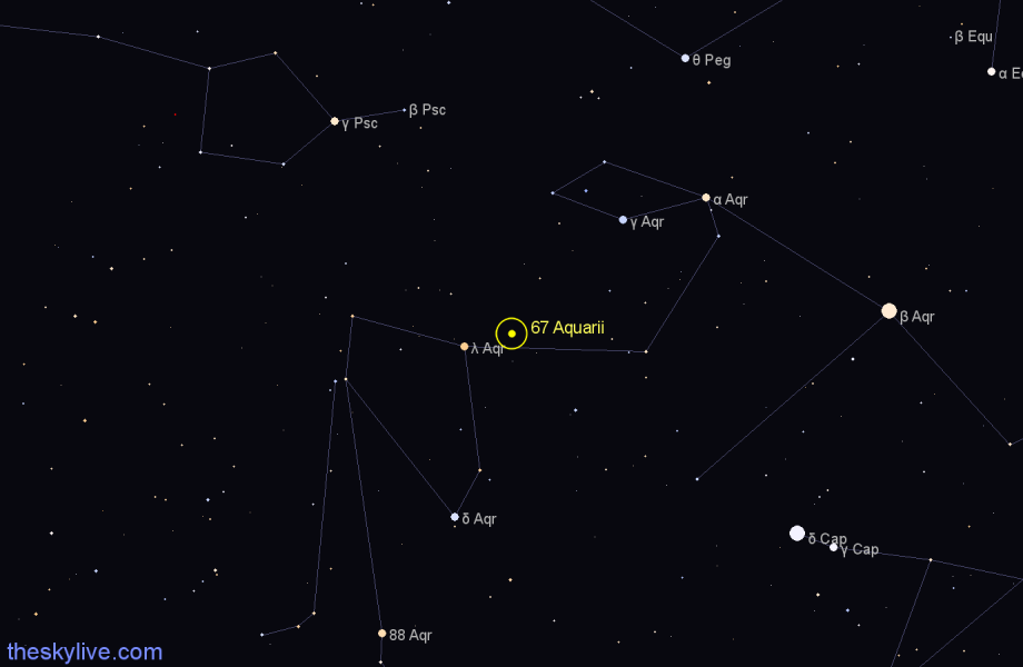 Finder chart 67 Aquarii star