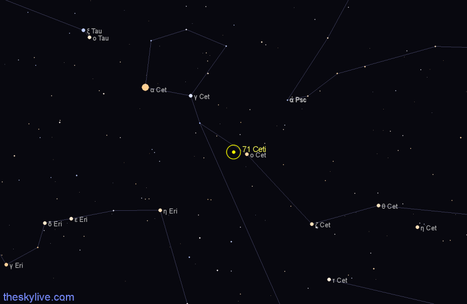 Finder chart 71 Ceti star