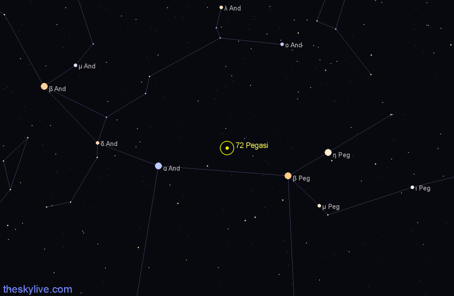 Finder chart 72 Pegasi star