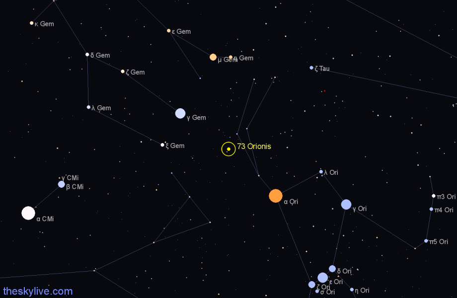 Finder chart 73 Orionis star
