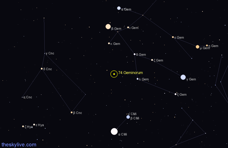 Finder chart 74 Geminorum star