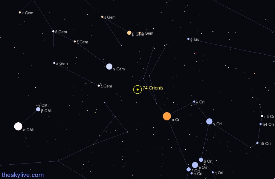 Finder chart 74 Orionis star