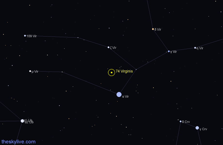 Finder chart 74 Virginis star