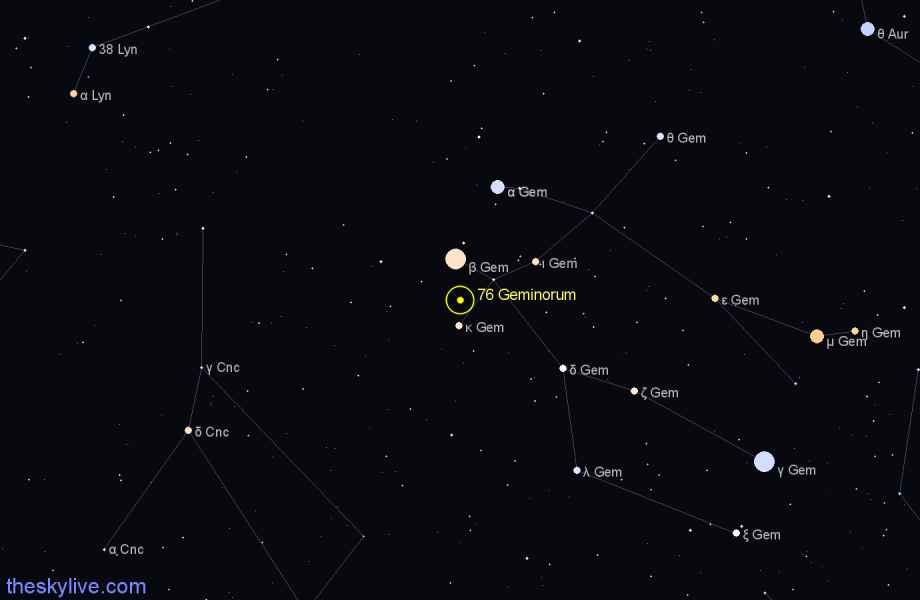 Finder chart 76 Geminorum star