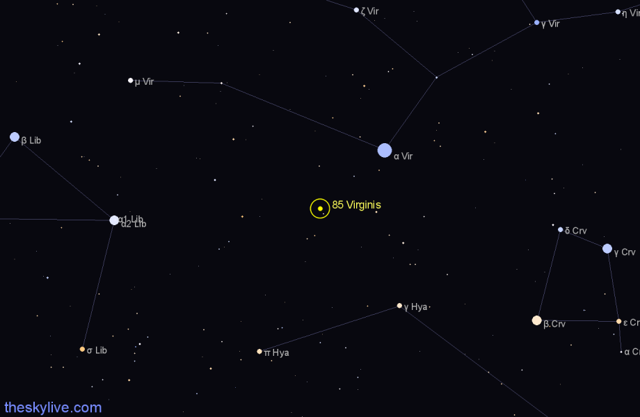 Finder chart 85 Virginis star