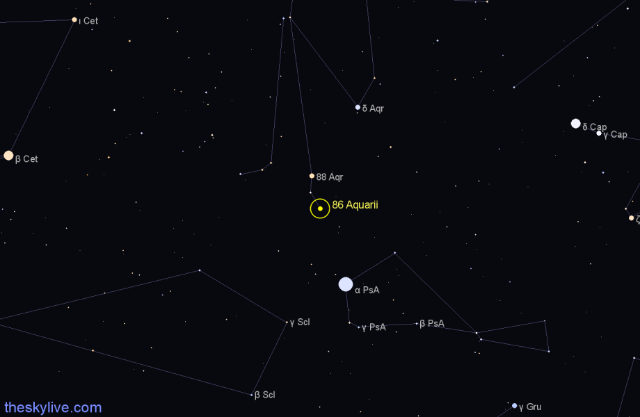 Finder chart 86 Aquarii star