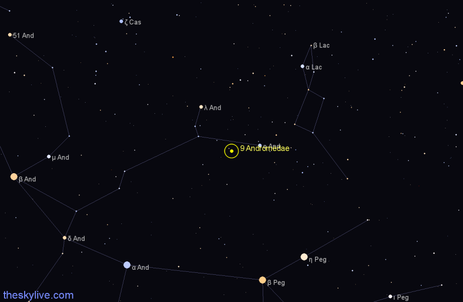 Finder chart 9 Andromedae star