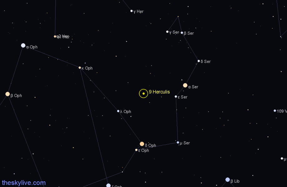 Finder chart 9 Herculis star