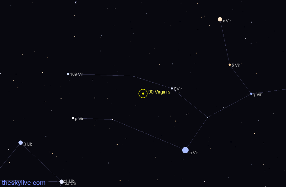 Finder chart 90 Virginis star