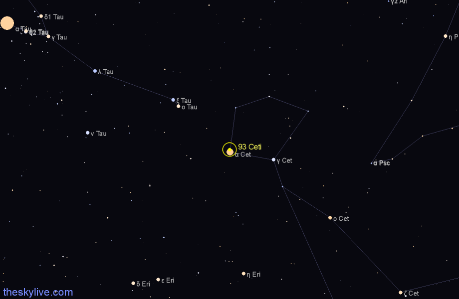 Finder chart 93 Ceti star