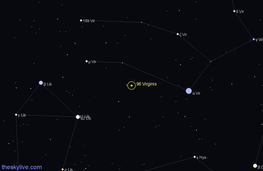 Finder chart 96 Virginis star