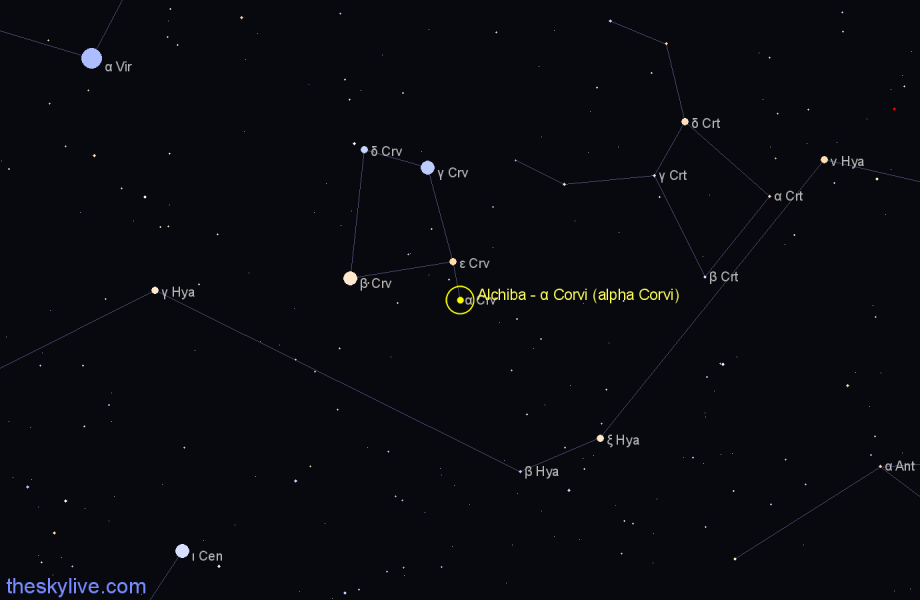 Finder chart Alchiba - α Corvi (alpha Corvi) star