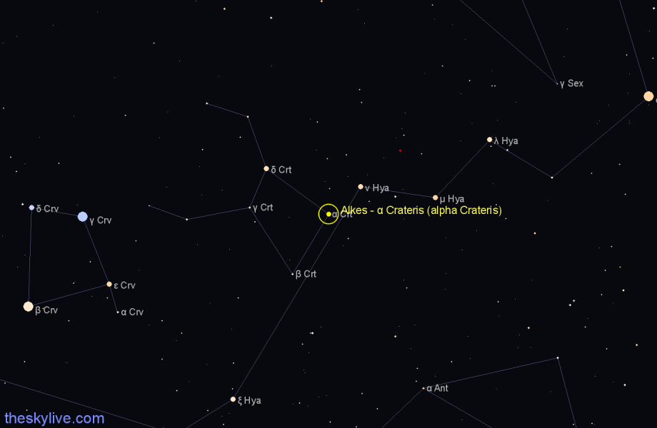 Finder chart Alkes - α Crateris (alpha Crateris) star