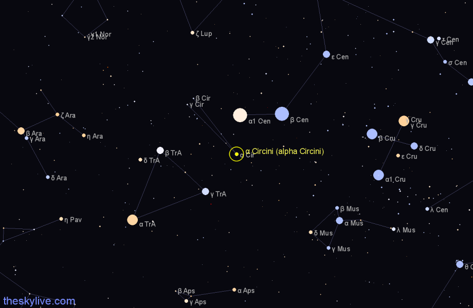 Finder chart α Circini (alpha Circini) star