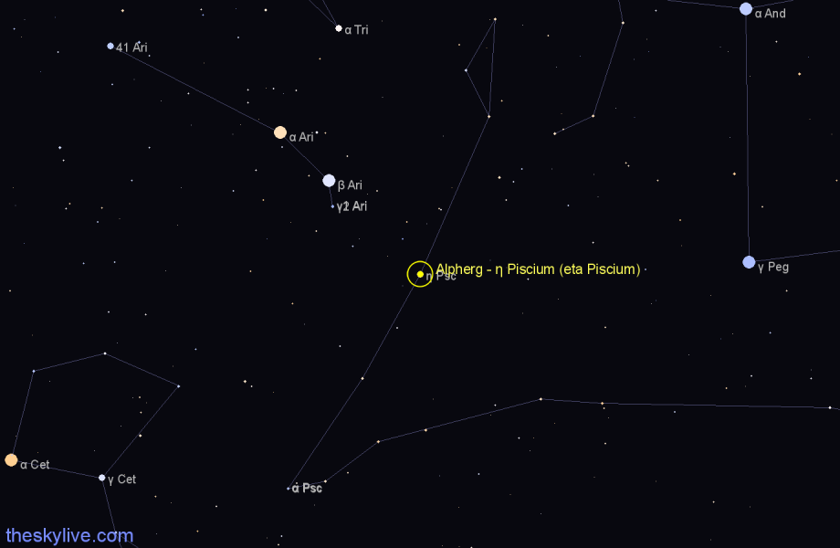 Finder chart Alpherg - η Piscium (eta Piscium) star
