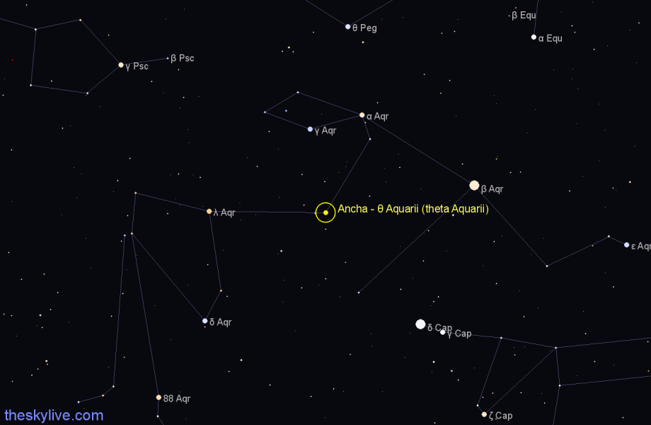 Finder chart Ancha - θ Aquarii (theta Aquarii) star