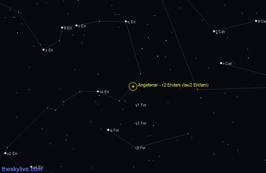 Finder chart Angetenar - τ2 Eridani (tau2 Eridani) star