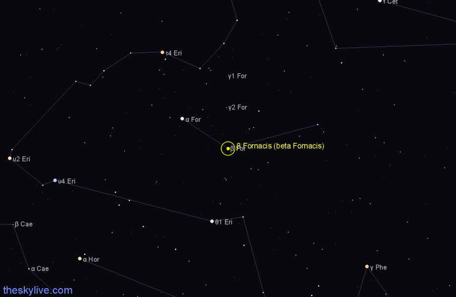 Finder chart β Fornacis (beta Fornacis) star