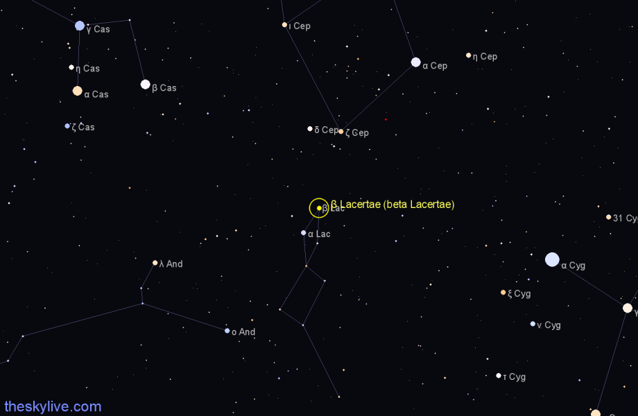 Finder chart β Lacertae (beta Lacertae) star