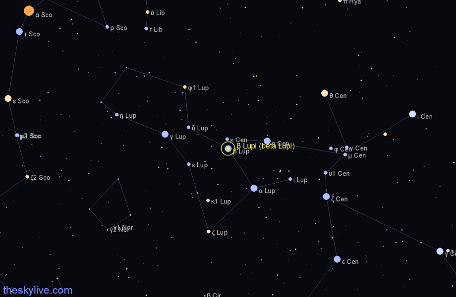 Finder chart β Lupi (beta Lupi) star