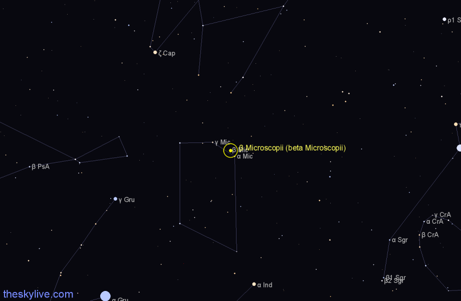 Finder chart β Microscopii (beta Microscopii) star