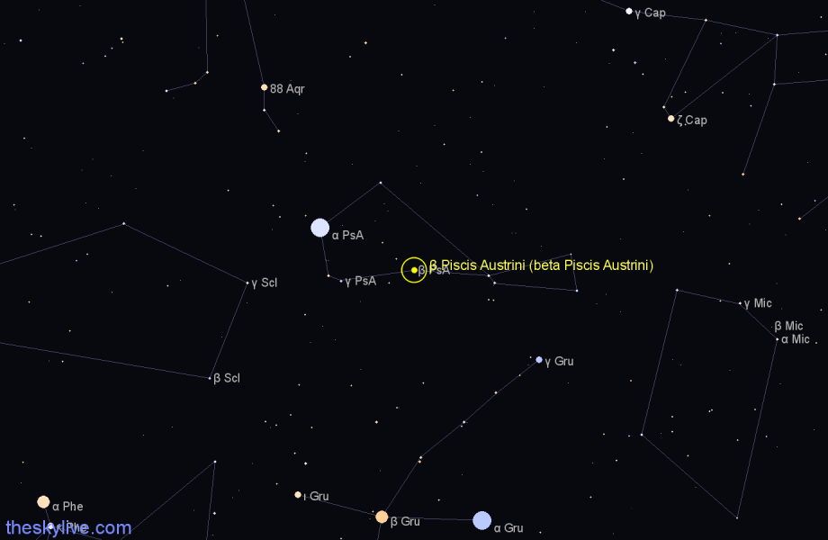 Finder chart β Piscis Austrini (beta Piscis Austrini) star