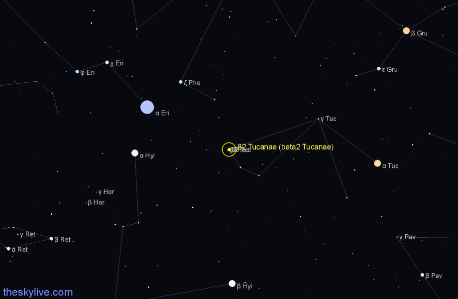 Finder chart β2 Tucanae (beta2 Tucanae) star