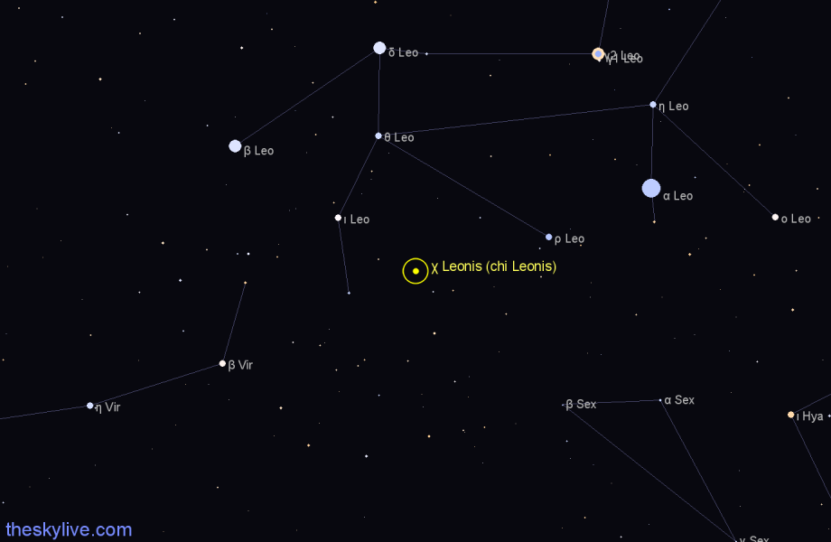 Finder chart χ Leonis (chi Leonis) star