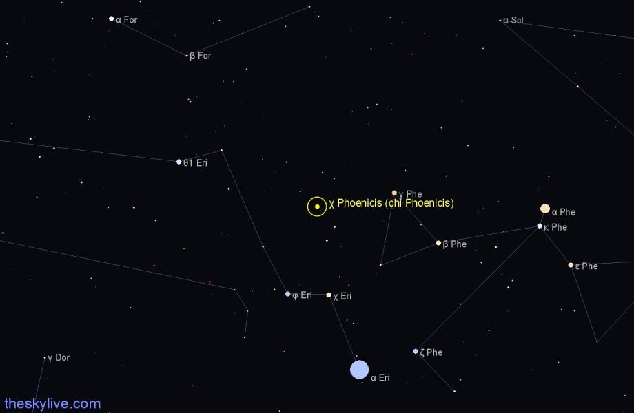 Finder chart χ Phoenicis (chi Phoenicis) star