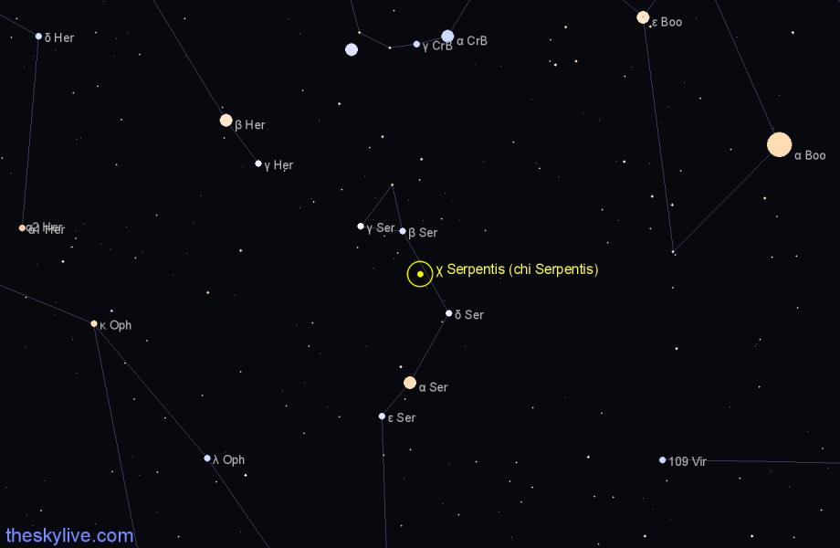 Finder chart χ Serpentis (chi Serpentis) star