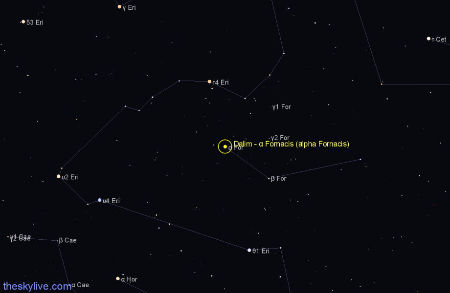 Finder chart Dalim - α Fornacis (alpha Fornacis) star