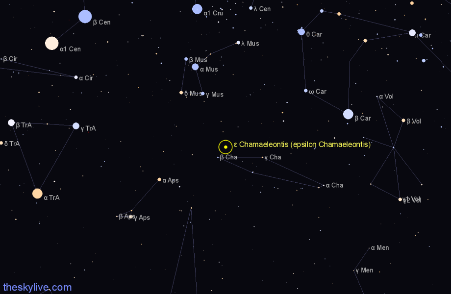 Finder chart ε Chamaeleontis (epsilon Chamaeleontis) star